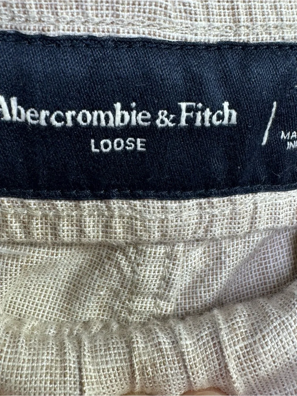 Abercrombie & Fitch Loose Beige Linen Blend Drawstring Pants M Coastal Beach
